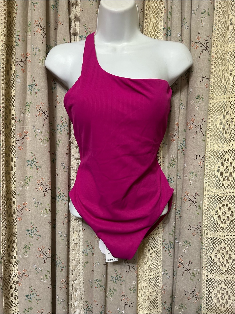 PQ Swim Grace One Piece Fuchsia One Shoulder Cutout Swimsuit M